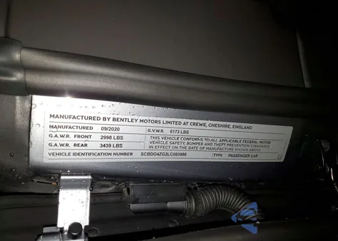 2020 Bentley Continental Gt from USA, damaged, VIN SCBDG4ZG2LC083988